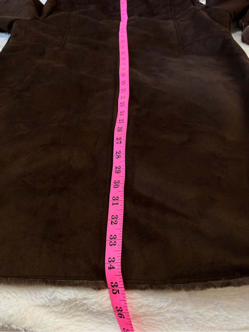 Gallery Faux Suede Faux Shearling Hooded Long Coat Brown XL NWT - Picture 13 of 13